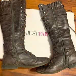 Womens JustFab Combat Knee High Boots